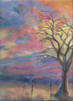 Arboreal Landscape - Pschedelic Sunset Lone Tree - Add New Artwork Medium